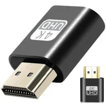 4K HDMI Dummy Plug Display Emulator for Headless GPU Operation, black