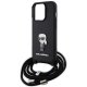 Karl Lagerfeld iPhone 15 Pro Case Saffiano Ikonik Monogram Crossbody, Black