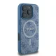 Guess iPhone 16 Pro dėklas 4G Ring Classic Logo MagSafe, mėlynas