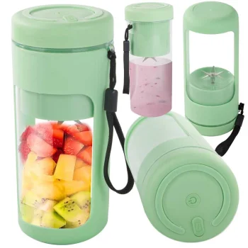 Nešiojamas belaidis USB trintuvas kokteiliams 450 ml, žalias