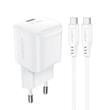 Acefast A77 Mini GaN įkroviklis PD 30W su USB-C laidu, baltas