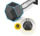 4Fizjo Steel HEX Dumbbell 1 x 2.5 kg, Black