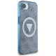 Guess IML Metal Glitter 4G Circle Triangle MagSafe dėklas iPhone 16e, mėlynas