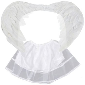 Kruzzel Angel Costume with Wings and Skirt, White