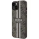 Guess iPhone 14 Plus dėklas 4G Printed Stripes MagSafe, rudas