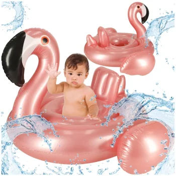 Baby Swim Float with Seat Inflatable Flamingo Pool Ring for Toddlers 1-3 Years
