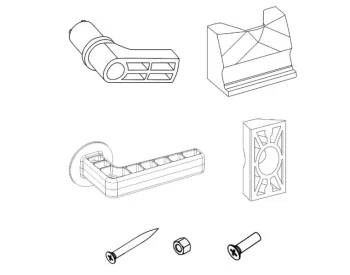 Greenhouse Door Handle KLASIKA with Fasteners, Gray