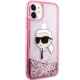 Karl Lagerfeld Glitter Karl Head dėklas iPhone 11 / XR, rožinis