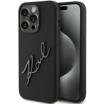 „Karl Lagerfeld Silicone Karl Script“ dėklas, skirtas „iPhone 15 Pro“, juodas