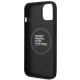 BMW dėklas iPhone 14 Plus telefonui Leather Stamp Tricolor MagSafe, juodas