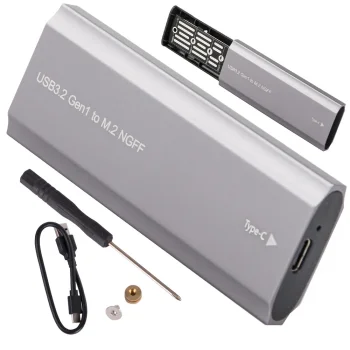 M.2 SATA NGFF SSD disko dėklas USB 3.1 Type-C (2230-2280 mm), sidabrinis