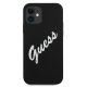 Guess iPhone 12 mini dėklas Silicone Vintage Script, juodas / baltas
