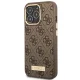 Guess 4G Logo Plate MagSafe dėklas iPhone 14 Pro telefonui, rudas