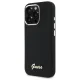 Guess Silicone Script Metal Logo & Frame dėklas iPhone 16 Pro Max, juodas