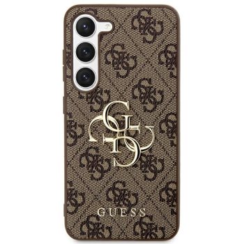 Guess 4G Big Metal Logo dėklas Samsung Galaxy S24 Ultra telefonui, rudas