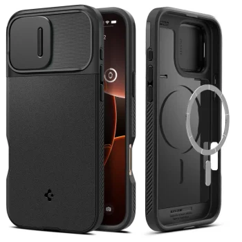 Spigen iPhone 16 Pro Max dėklas Optik Armor MagSafe, juodas