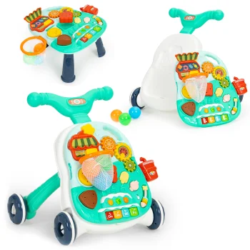 2-in-1 Interactive Baby Walker and Musical Activity Table