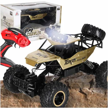 Radijo bangomis valdomas automobilis RC Rock Crawler 1:12 4WD metalinis, auksinis