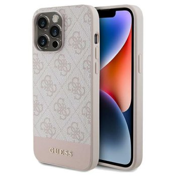 Guess 4G Stripe dėklas iPhone 15 Pro Max telefonui, rožinis