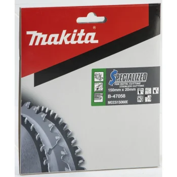 Diskinio pjūklo diskas Makita B-47058 nerūdijančiajam plienui 150x20 mm, 60T