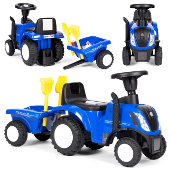 Multistore New Holland paspiriamas vaikiškas traktorius su priekaba, mėlynas