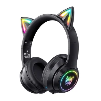 Onikuma B90 Wireless Gaming Headphones with Cat Ears, Black