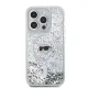 Karl Lagerfeld dėklas, skirtas iPhone 15 Pro, Liquid Glitter Karl Head MagSafe, skaidrus