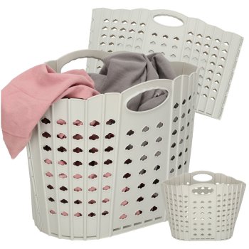 Collapsible Laundry Basket with Handles, Grey