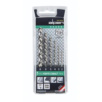 Metalo grąžtų rinkinys Alpen HSS Cobalt Forte TM 6, 6 vnt. (2-8 mm)