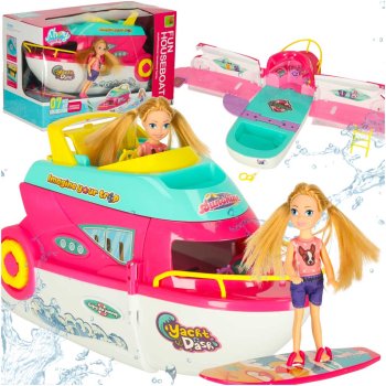 Fold-out Party Yacht for Dolls with Motorboat and Doll