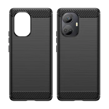 Case for Realme 10 Pro+, Carbon Case TPU Cover, Black