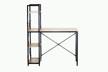Gotel C5A Modern Loft Desk with Shelves, Reversible, Oak