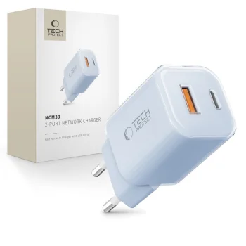 Tech-Protect NCM33W 2-Port PD30W/QC3.0 Wall Charger - Blue