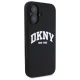 DKNY Silicone White Printed Logo MagSafe dėklas telefonui iPhone 16, juodas