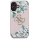 Dėklas Guess Grained Roses Big 4G logo telefonui iPhone 16 6.1\", rausvas