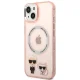 Karl Lagerfeld Karl & Choupette Aluminum MagSafe dėklas iPhone 14 Plus, rožinis