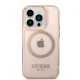 Guess dėklas iPhone 14 Pro Gold Outline MagSafe, rausvojo aukso spalvos