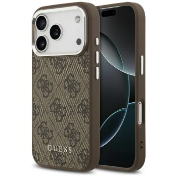 Guess iPhone 17 Pro dėklas 4G Classic Logo MagSafe, rudas