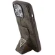 Guess Grip Stand 4G Triangle Strass dėklas, skirtas iPhone 15 Pro, rudas