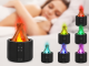 USB oro drėkintuvas ir kvapų difuzorius su RGB LED liepsnos efektu, juodas