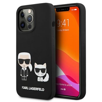 Karl Lagerfeld Silicone Karl & Choupette dėklas iPhone 13 Pro / 13, juodas