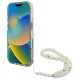 Guess IML Flowers dėklas su perlų dirželiu ir MagSafe skirtas iPhone 16 Pro, žalias