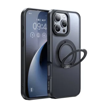McDodo PC-4933 MagSafe dėklas telefonui iPhone 16 Pro Max su stovu, juodas