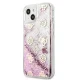 Dėklas Guess iPhone 13 mini Peony Liquid Glitter, rožinis