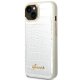 Guess Croco Collection dėklas, skirtas iPhone 14 Plus, sidabrinis