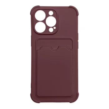 Raspberry spalvos silikoninis atverčiamas dėklas kortelėms Apple iPhone 11 Pro