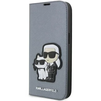 Karl Lagerfeld knygutės tipo dėklas iPhone 14 Pro, sidabrinis