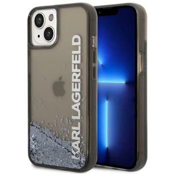 Karl Lagerfeld dėklas Liquid Glitter Elong, skirtas iPhone 14 Plus / 15 Plus, juodas