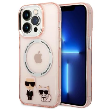 Karl Lagerfeld Karl & Choupette MagSafe dėklas iPhone 14 Pro Max, rožinis