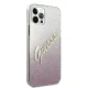 Guess Glitter Gradient Script dėklas iPhone 12 / 12 Pro, rausvas